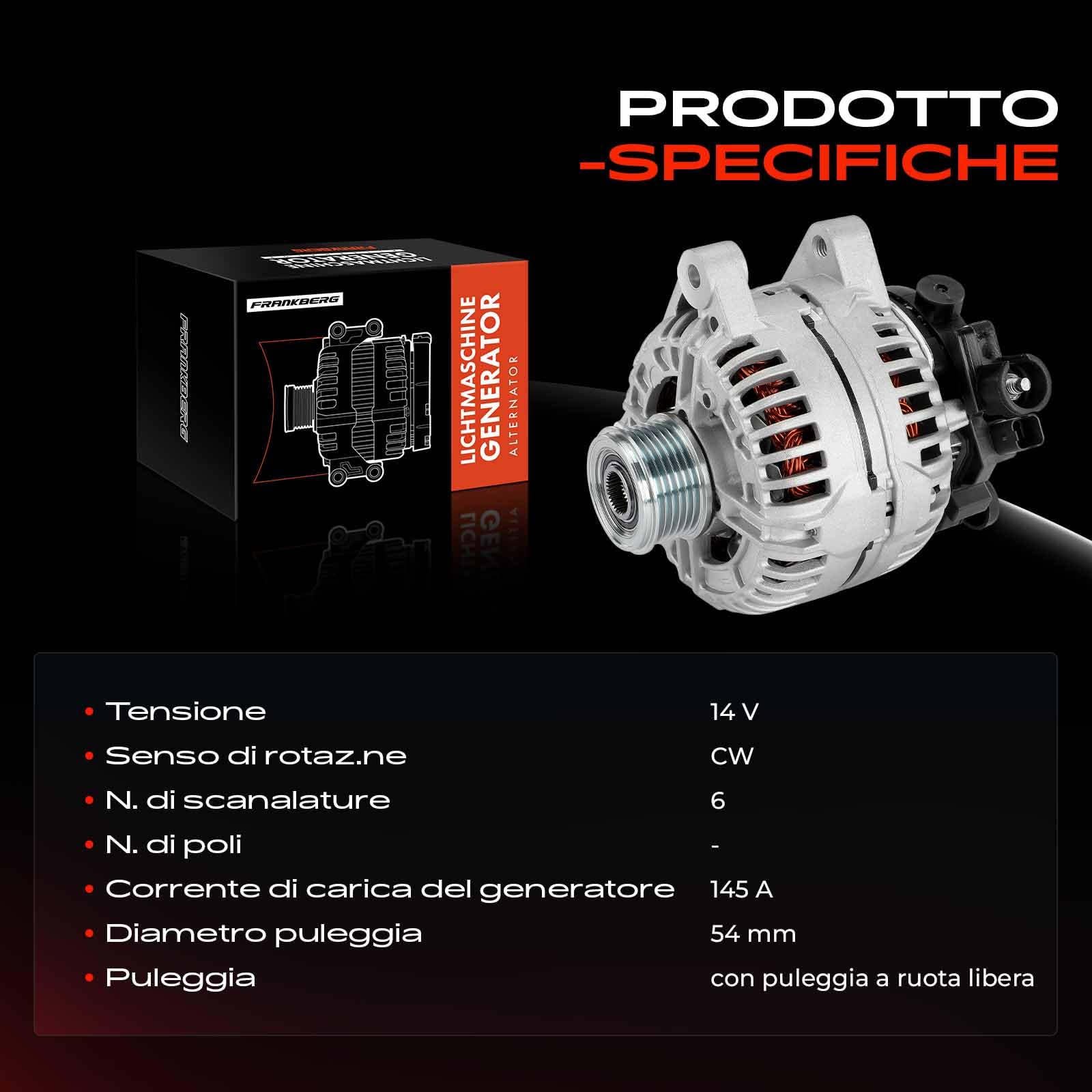 Frankberg Alternatore 0124525126 | 0124525126; Compatibile con: Pianale/telaio Partner 5 G, Bipper AA, Berlingo/Berlingo Primo monovolume GFK GJK MF
