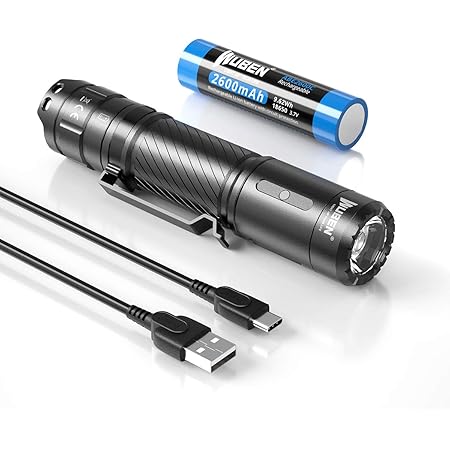 WUBEN C3 Rechargeable Flashlight 1200 High Lumens Tactical Super Bright LED Flashlights 18650 Battery Included Type-C Charging IP68 Water-Resistant 6 Light Modes Pocket-Sized EDC Flash Light