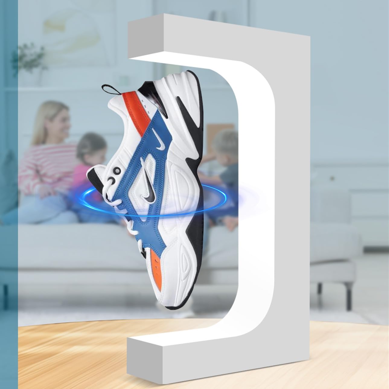 Support d'affichage de chaussures flottant - Support d'affichage magnétique flottant pour baskets - Support en acrylique avec voyants LED pour publicité, exposition, vitrine, décoration de