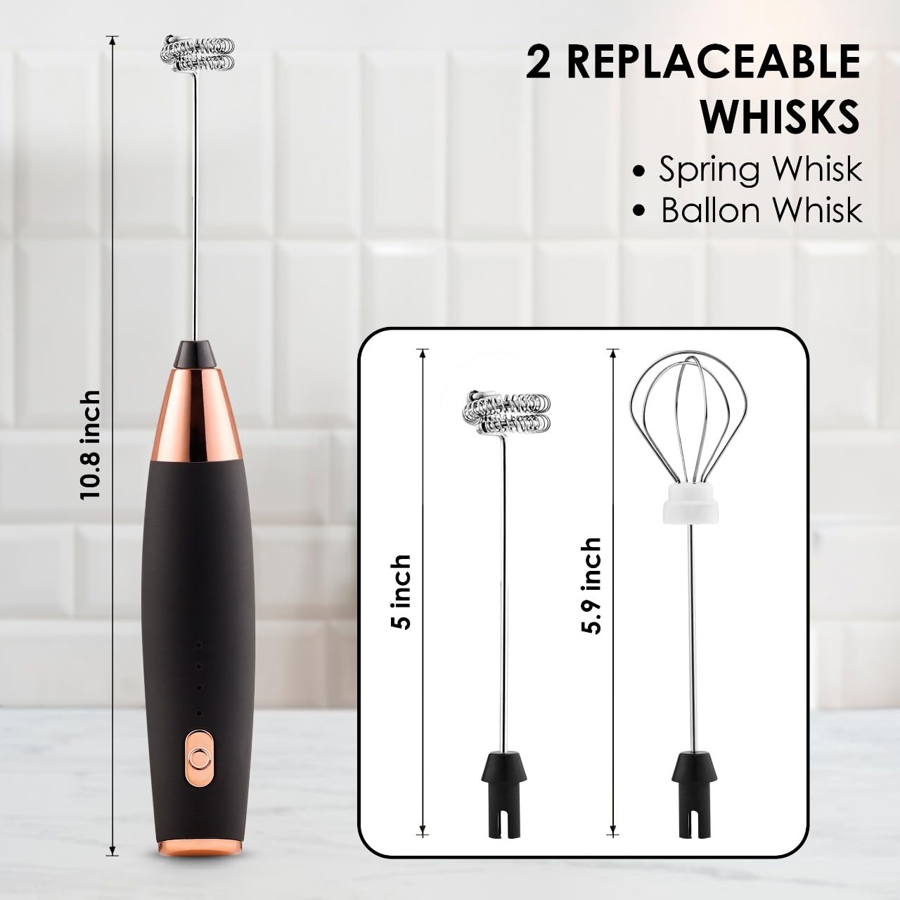 QLECT Pro 3 Speed Electric Milk Cofee Frother with Whisk | Wireless | Rechargeable Heavy Duty 1200 MAH Battery | 12000 RPM | Uses- Blender/Beater/Stirr/Foamer/Whipper/Cream Spinner (Black) 4