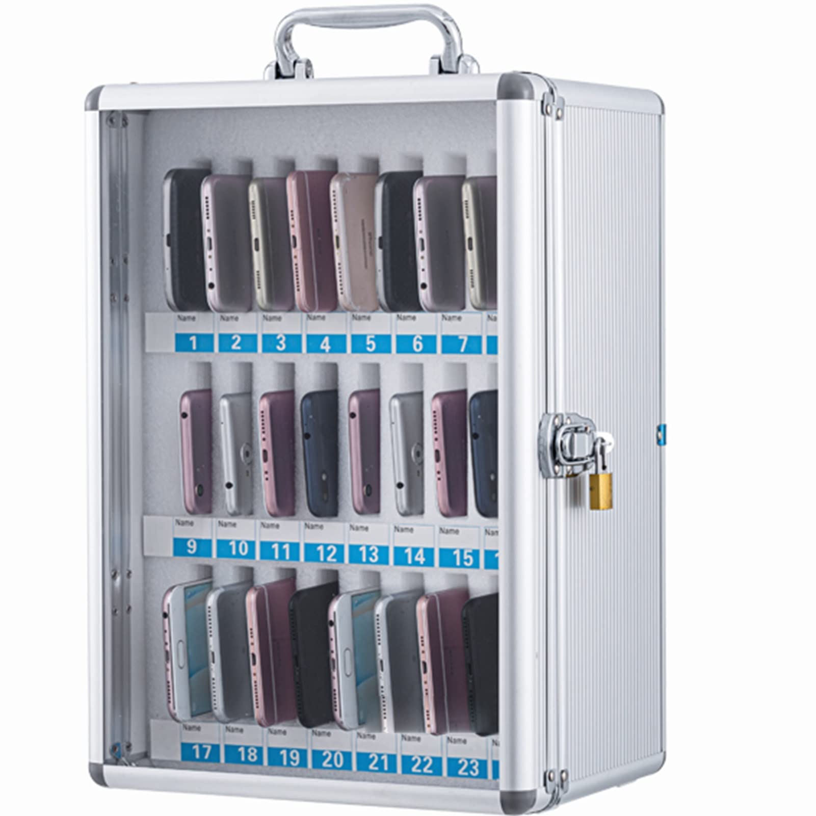 Gabinete de almacenamiento multifuncional de aluminio para teléfonos móviles