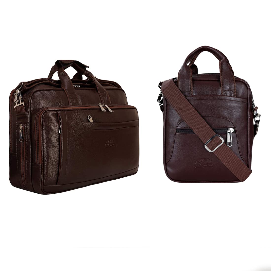 Leather World Combo Synthetic Leather Briefcase: 15.6 Inch Brown Laptop Office Expandable Messenger Shoulder Bag And Sling Bag for Men and Women (B0BVFM3QWV) Amazon Price History, Amazon Price Tracker