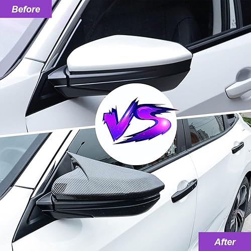 Miniatura 10 de Ombialo 2 fundas para espejos laterales de puerta, compatibles con Honda Civic 2016-2021 de 10 generación, Sedan Coupé, Hatchback, carcasa exterior