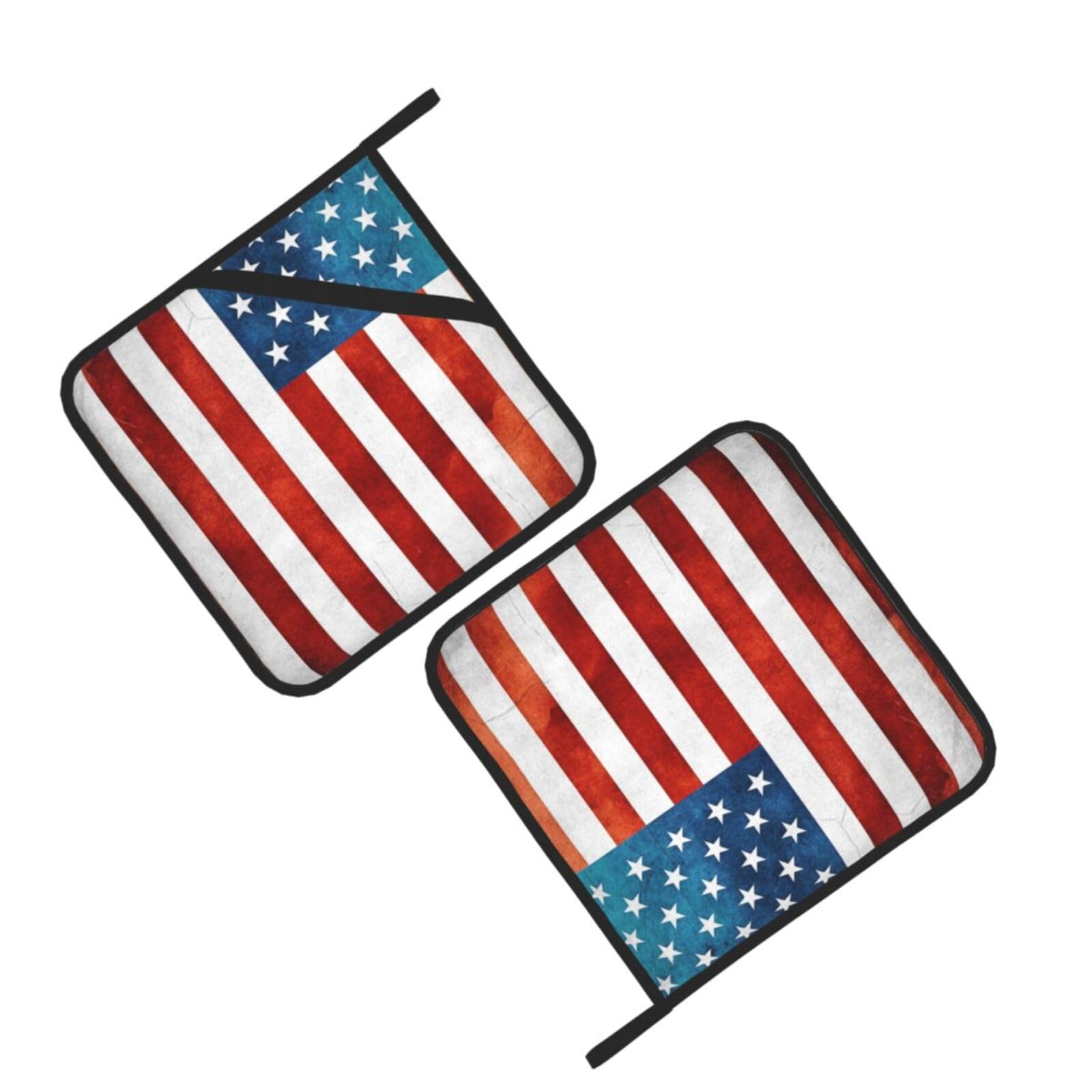 American USA Flag Printed Oven Pot Holders Set of 2 Pcs Heat Resistant Kitchen Microwave Potholders for Cooking Baking Grilling
