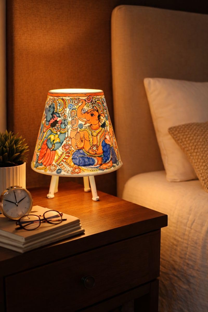 Handcrafted 5-Inch Leather Table Lamp Shade | Hand-Painted Lampshade for Home, Bedroom & Living Room Décor | Ideal Festive & Housewarming Gift (DESIGN 9)