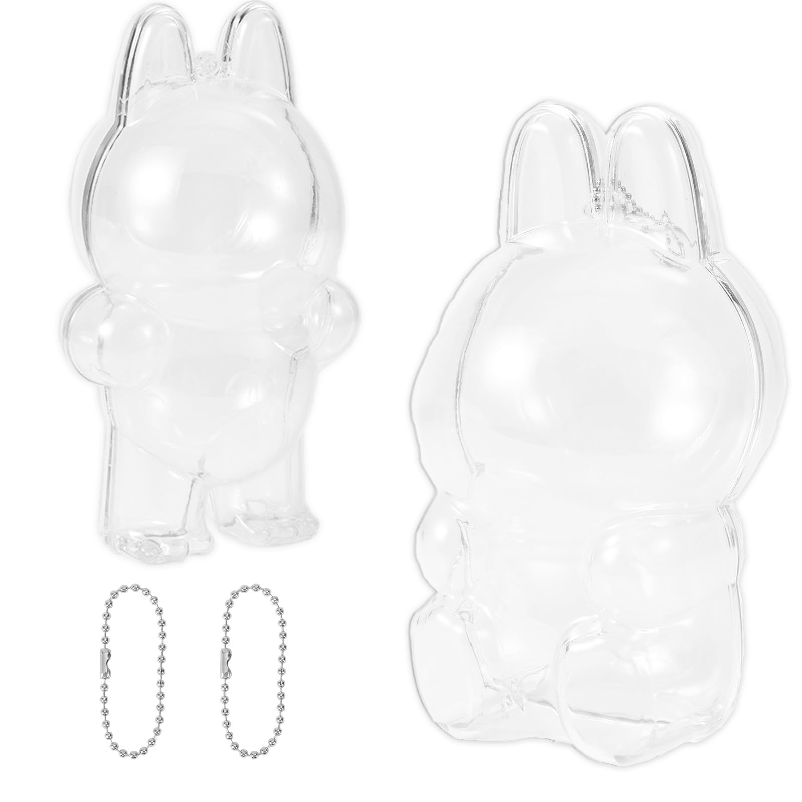 BOXOB 2pcs Protective Case for Dolls 2 Styles Clear Plastic Display Protectors with Keychain Dust-Proof Storage Cover Box Dolls Accessories for Standing & Sitting Figures