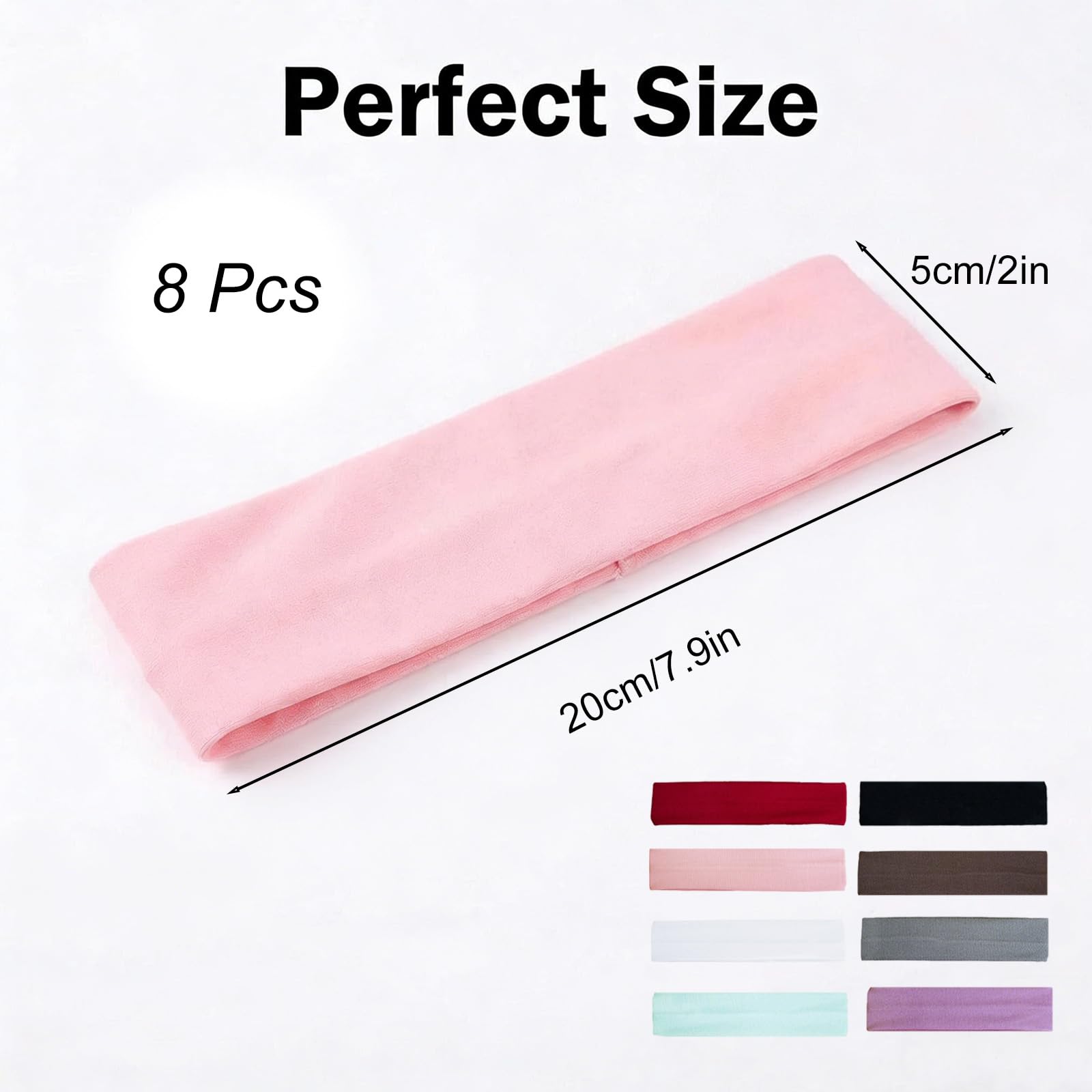 8 Piezas Cinta Pelo Mujer, Diadema Niña, Banda Elástica De Absorción De Sudor, Adecuado para Yoga, Carrera, Fitness, Decoración Diaria — view 3