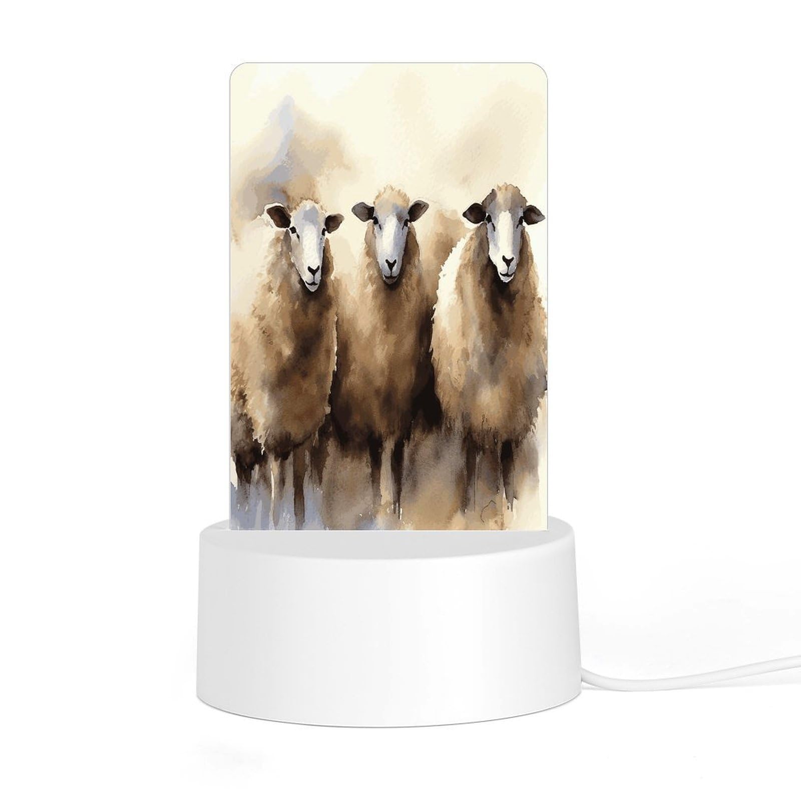 Adfgyerh Style Sheeps Watercolor Night Light Acrylic Material Easy Installation, Home Decor Usb Interface Power Supply, Lamp For Restaurant Bar Cafe Room Decor