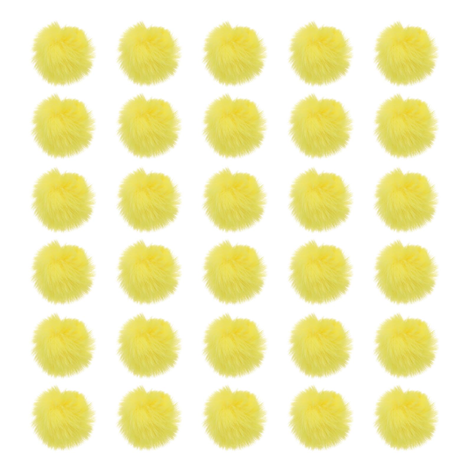 PATIKIL Faux Fur Pom Poms for Hats, 30 Pcs Fluffy Soft Fur Poms Balls with Elastic Loop for Keychain Knitting Hats DIY Scarves Gloves Bag Christmas, Yellow