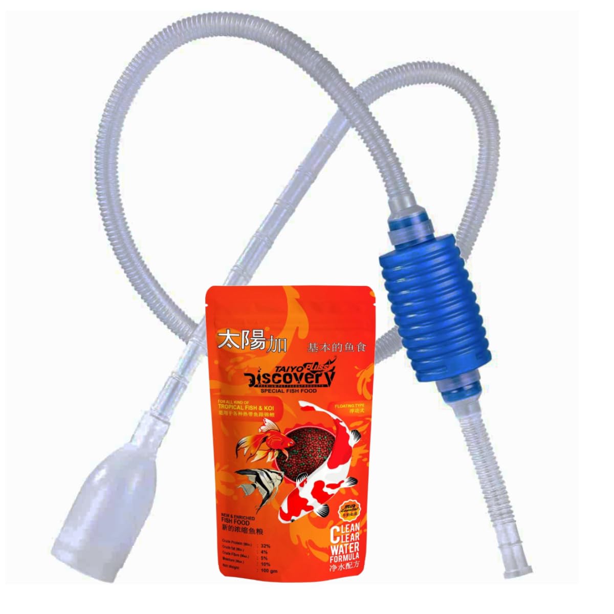 TED TABBIESAquarium Fish Tank Siphon Vacuum Water Pump Gravel Cleaner (White) (1.7 Meter)