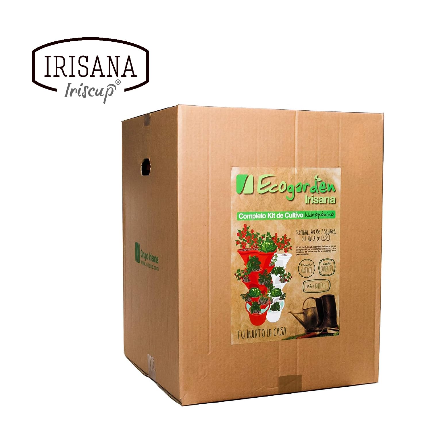 Irisana - Cultivo Hidropónico Ecogarden - 6 Macetas en Forma de Trébol - 112 cm de Altura - Kit Completo Ideal para Huerto Vertical - De Fácil Montaje