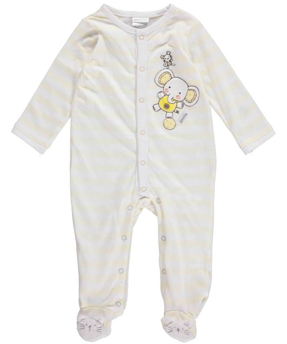 ABSORBA Unisex-Baby Newborn Uni Elephant Footie, Yellow/White, 6-9 Months