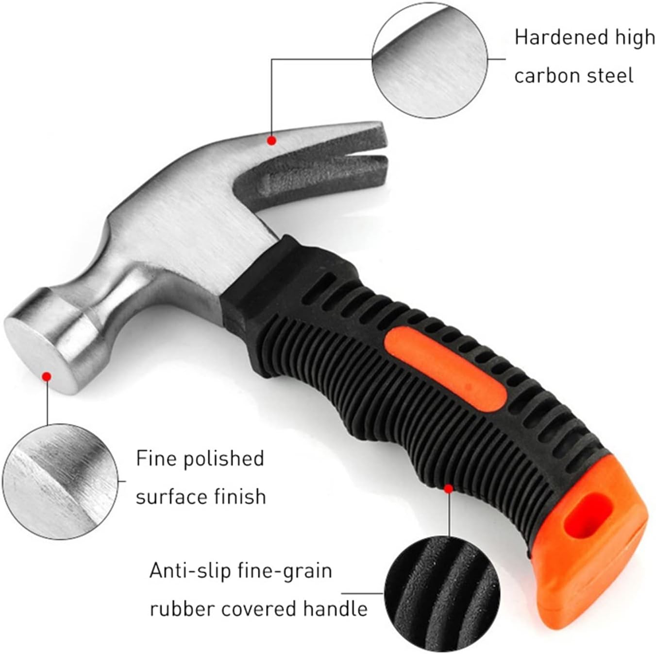 TONUSA yaoqijie Mini Hammer Nail Pulling Tool Claw Hammers with Ergonomic Anti-Slip Handle Small Portable Household Gadget Woodworking Supplies Lasting (Color : 2pcs)
