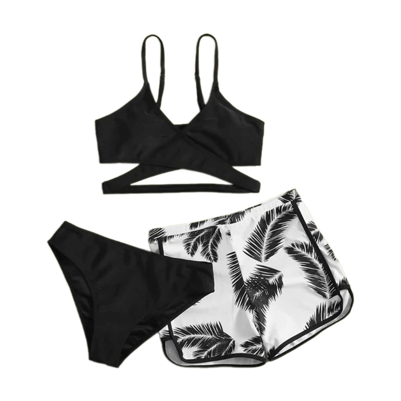 Bikini triangulaire haut de gamme pour femme avec short de bain chic