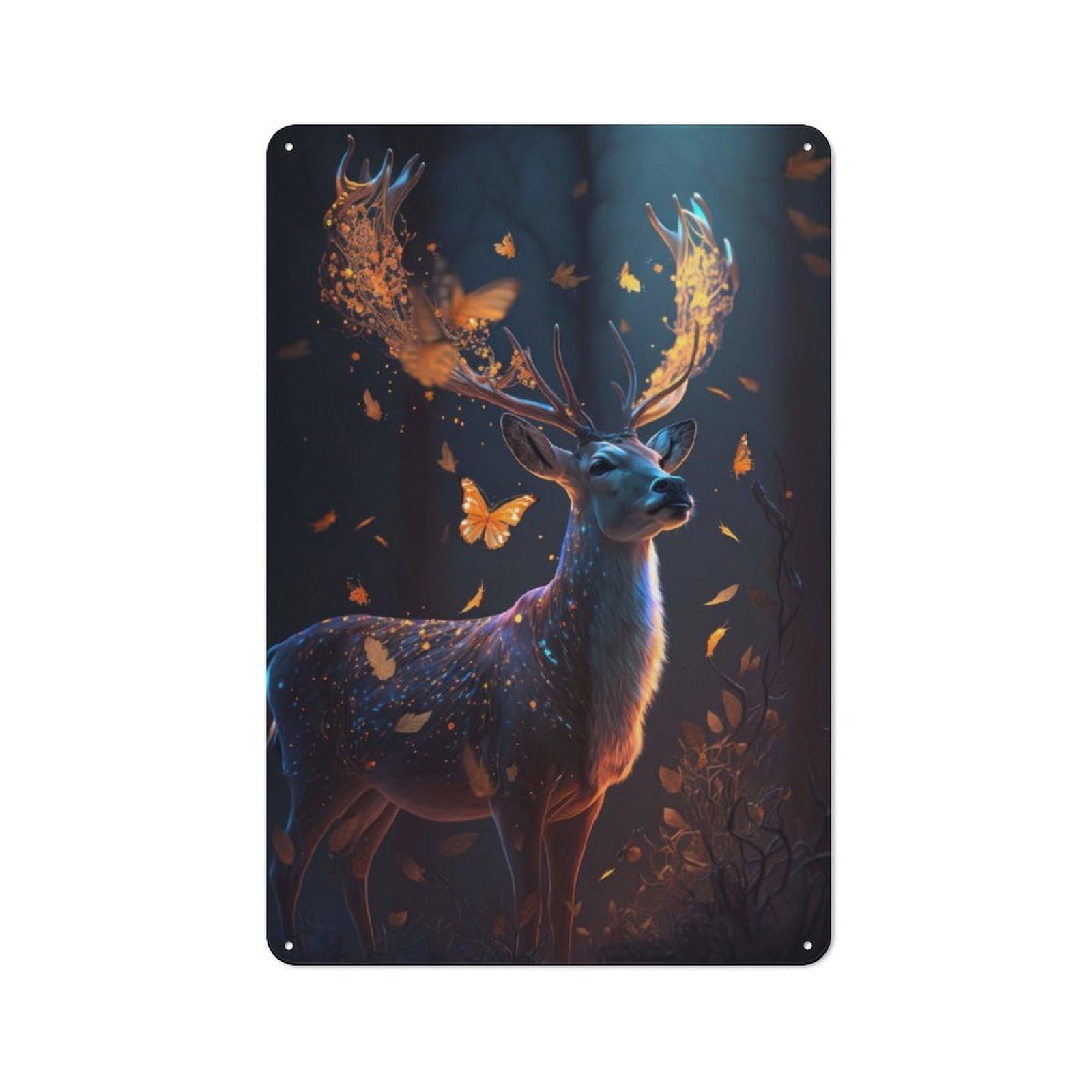 Retro Metal Sign 30x20cm Featuring Magic Butterfly Deer Dream, Home Bar Decor for Pub, Home Bar, Shed Or Man Cave