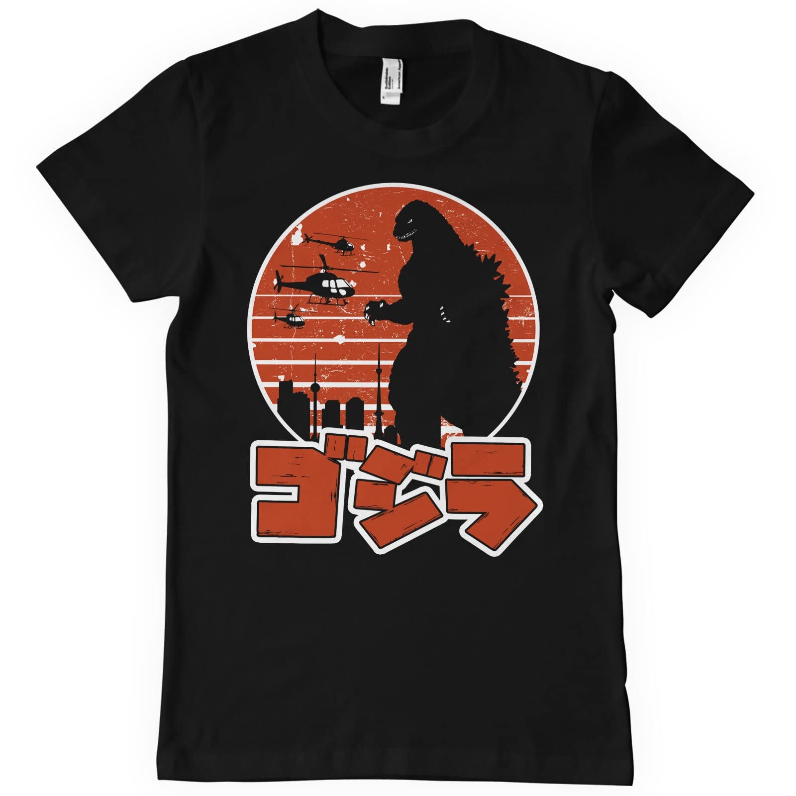 Godzilla Men's Black Officially Licensed Japanese Logo T-Shirt (Black), Medium