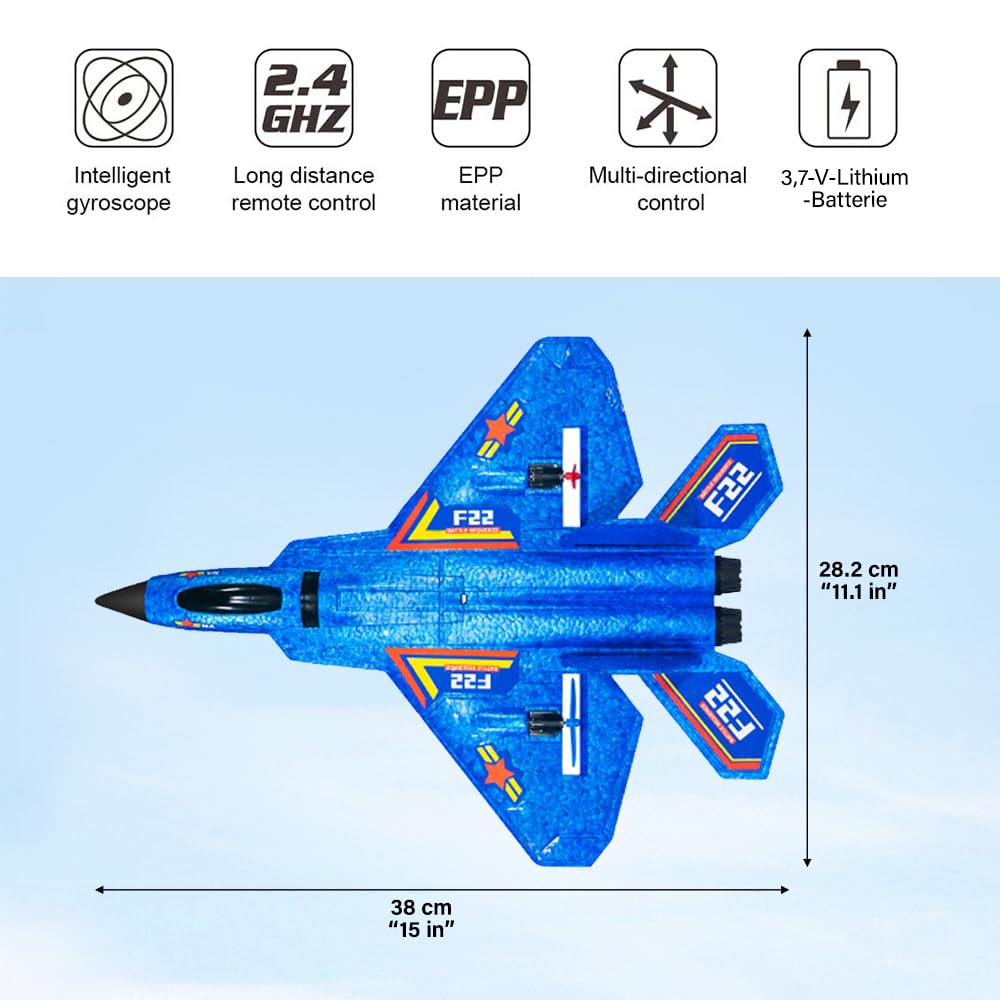 DEERC F22 Raptor RC Flugzeug Mit LED-Lichtern - 2,4 GHz