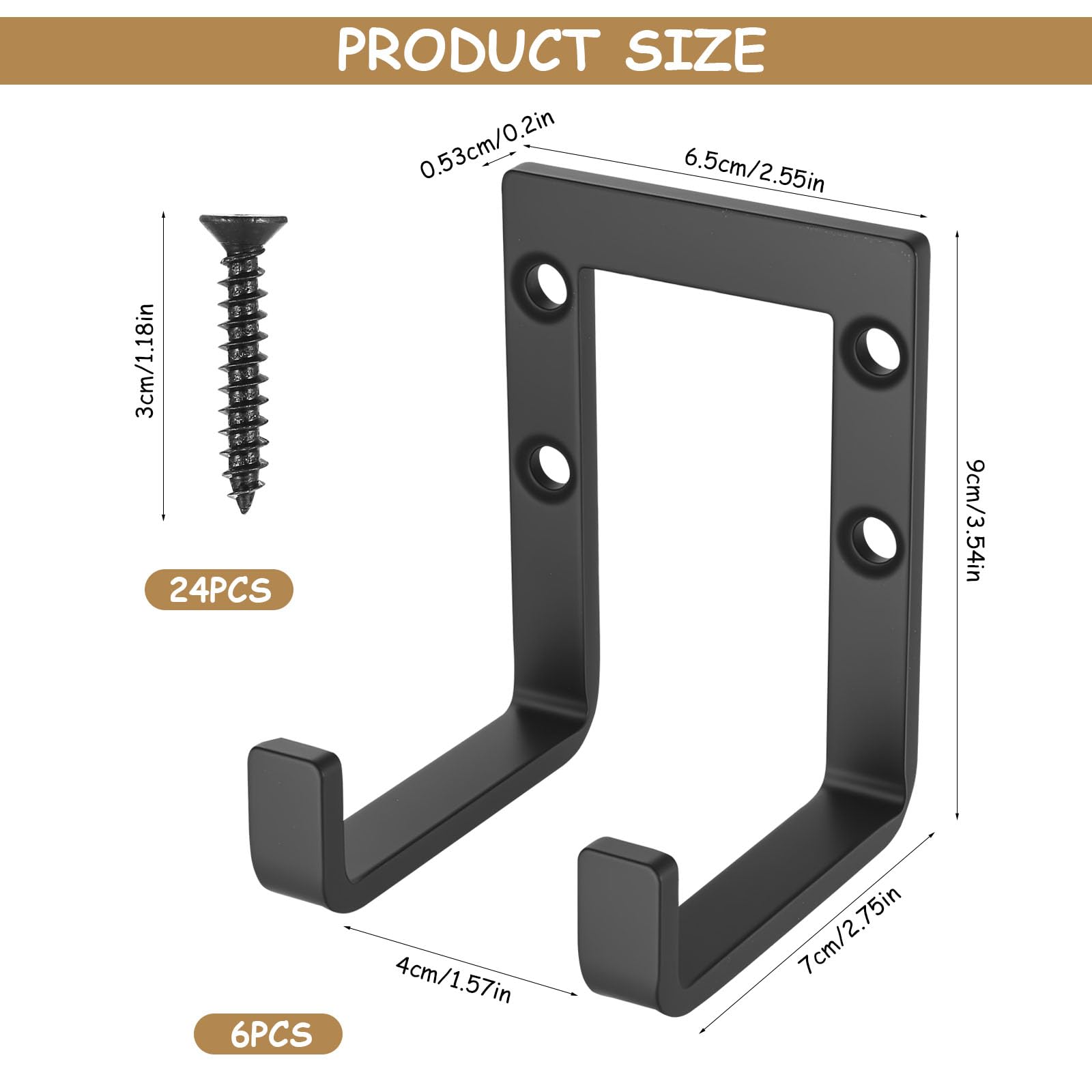 McBlast 6 PzsGanchos de Pared Pesados para Garaje, Ganchos Pared Garaje Doble, Colgador Bicicleta Pareds, Soporte Herramientas Pareds, Ganchos para Colgar Bicicletas, Gancho de Escaleras, Negro