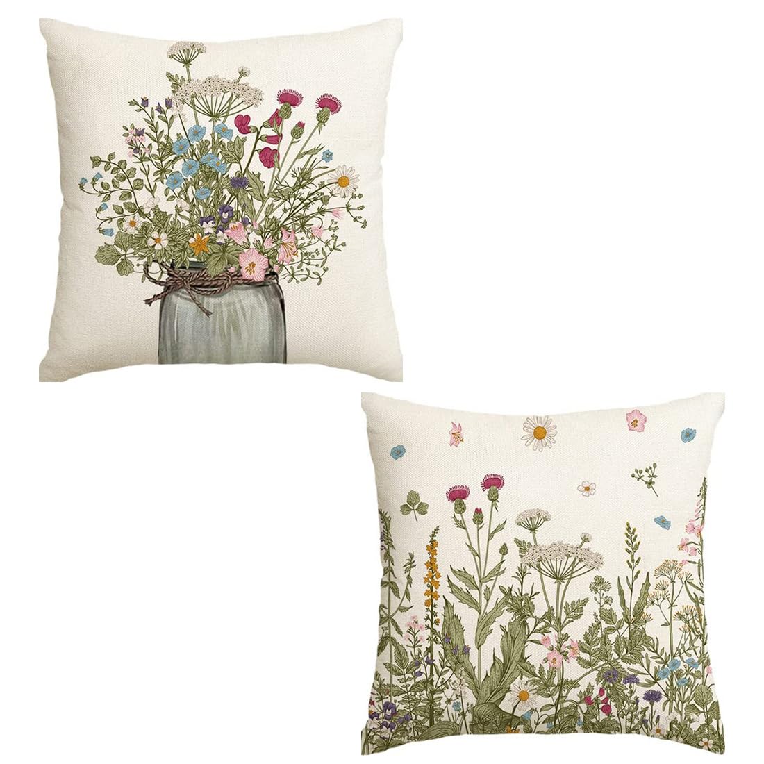 2 PCS Cojines Sofa no Con Relleno Incluido, Almohada de lavanda, funda de almohada de flores, soft fundas granulado fundas, funda de almohada al aire libre, para sala de estar, dormitorio