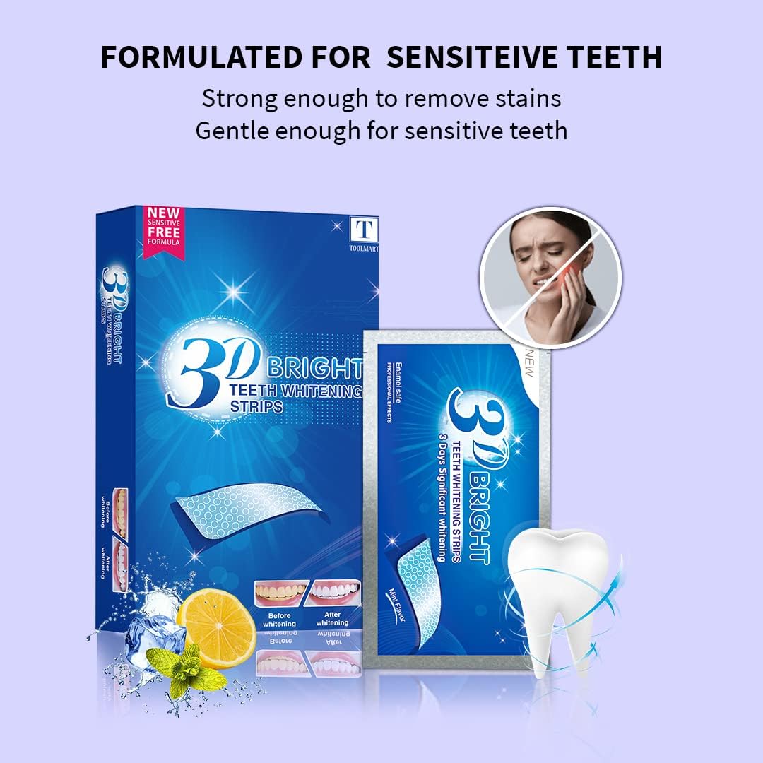 3D Teeth Whitening Strips 28 Pcs Non Sensitive Mint FlavorTeeth