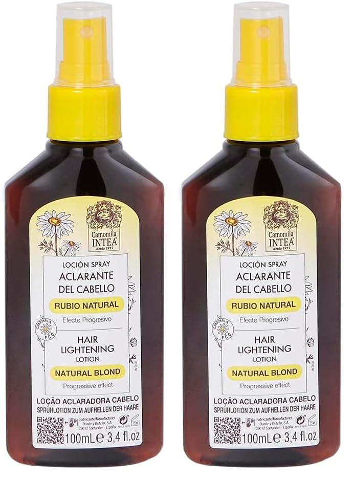 Camomila Intea – Loción aclarador de cabello Rubio Natural - Con extracto natural ecológico de manzanilla que aclara y protege el cabello – 100 ML (Paquete de 2)