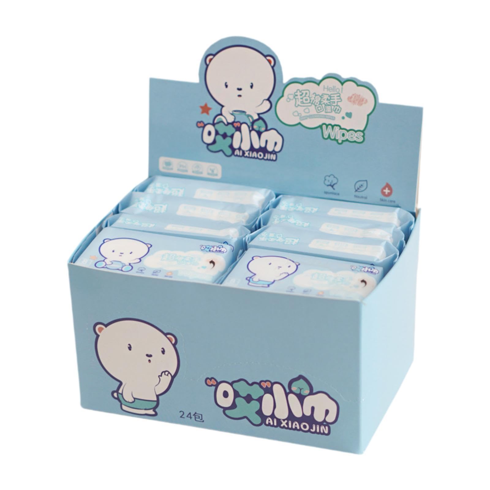 24 Mini Lingettes Humides Jetables dans Les Toilettes, Lingettes pour Adultes à Usage Quotidien, Lingettes pour Les Mains