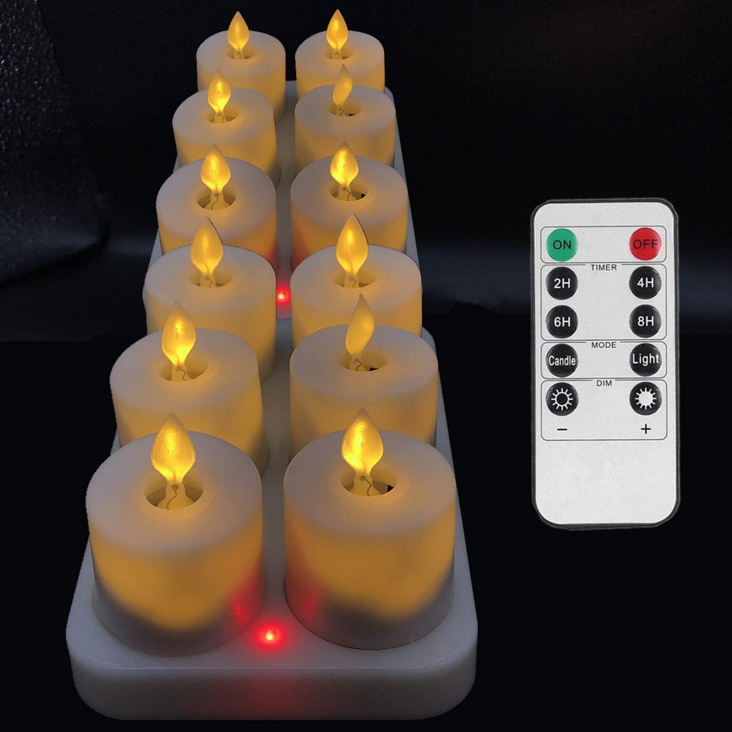 Rechargeable Tea Lights Candles,Dancing Flame Moving Wick