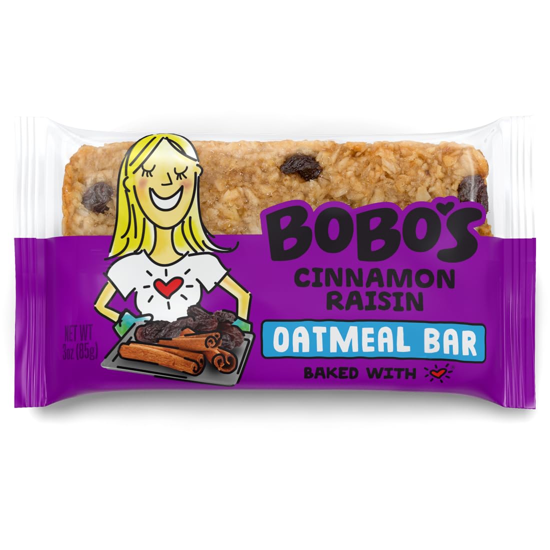 Bobo's Cinnamon Raisin Oat Bars, Gluten Free, Non-GMO, Whole Grain Oats, Pack of 12 | Snack Bars | On-the-Go | Made with Simple Ingredients