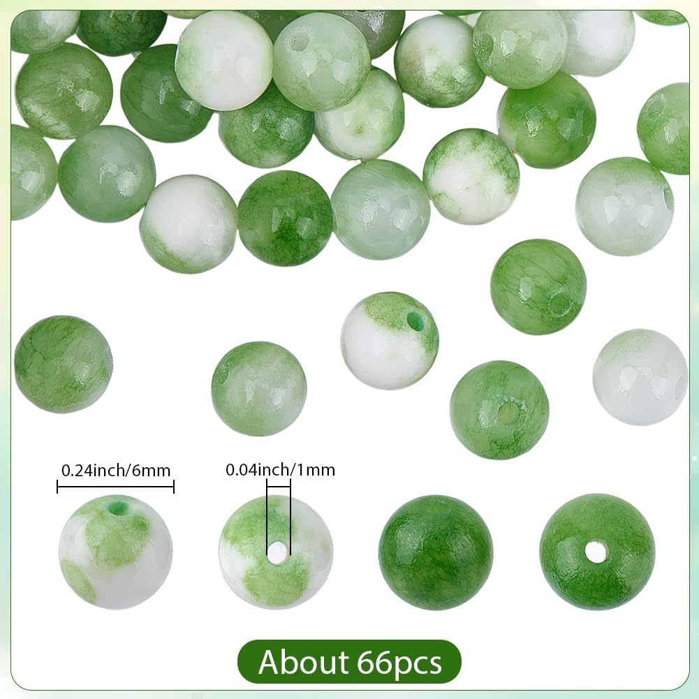 SUNNYCLUE 1 Box About 66Pcs Green Jade Beads 6mm Persian Jade Beads Natural Dyed Round Stone Smooth Loose Spacers Strands for Jewelry Making Supplies DIY Bracelets Necklace Earrings Crafts Women - Image 2