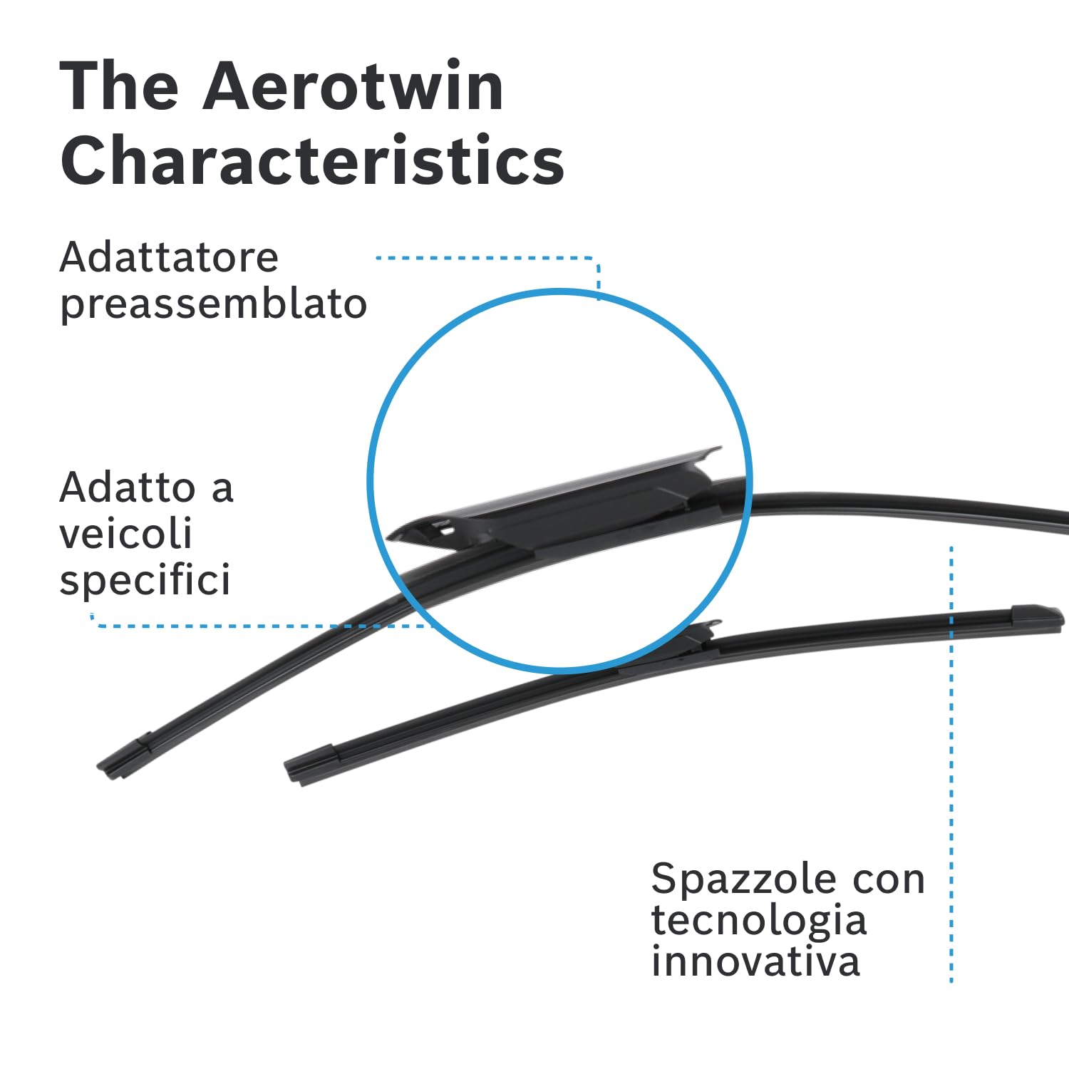 Bosch Aerotwin A 818 S Tergicristalli Anteriori, Set di 2 Tergicristalli di Ricambio, con Adattatore Preassemblato, Set di Tergicristalli, 650 mm/ 425 mm