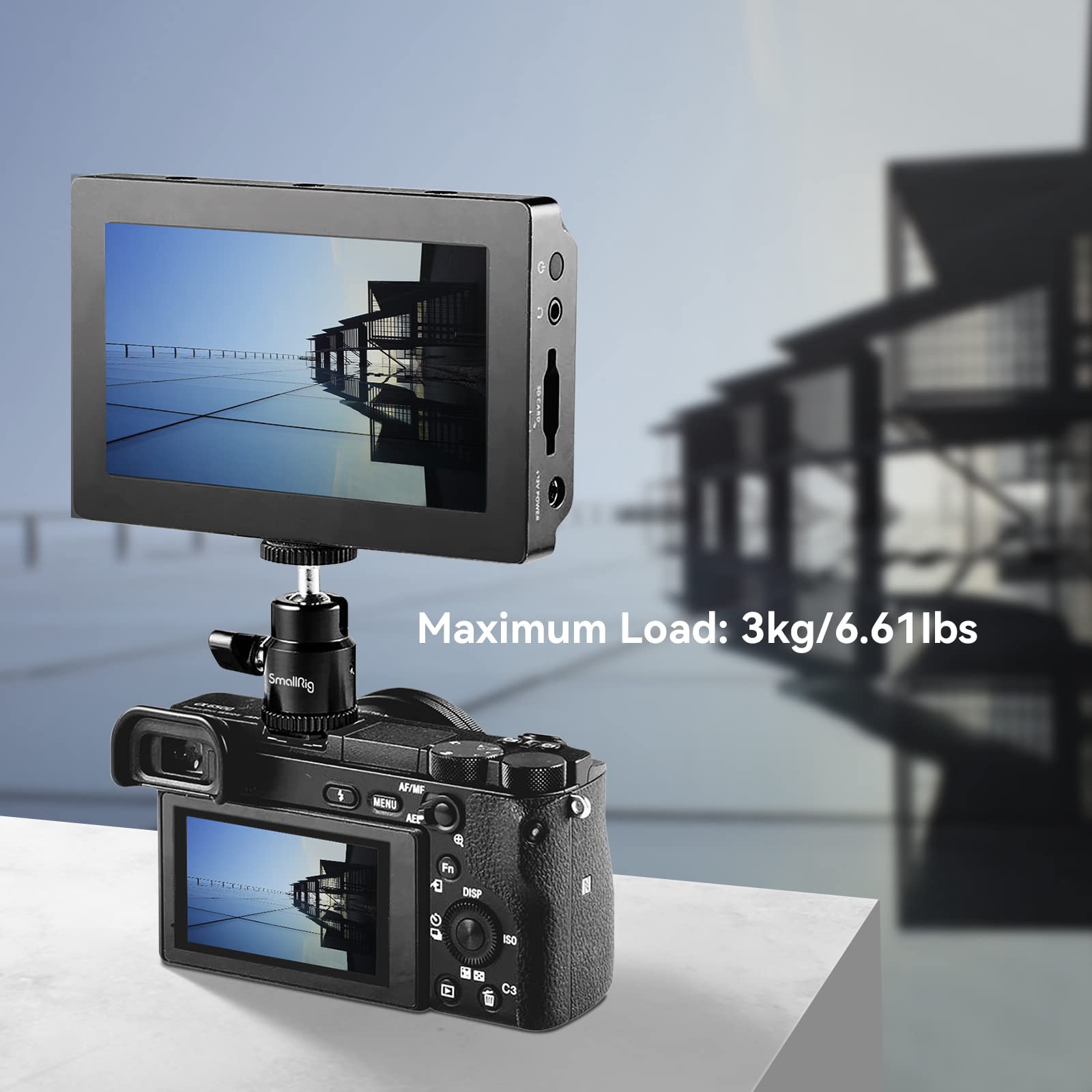 SMALLRIG Głowica kulowa Mini statyw z adapterem gorącej stopki 1/4, obrotowa głowica kulowa 360 ° z adapterem gorącej stopki do monitora LCD, mikrofonu, światła LED - 761
