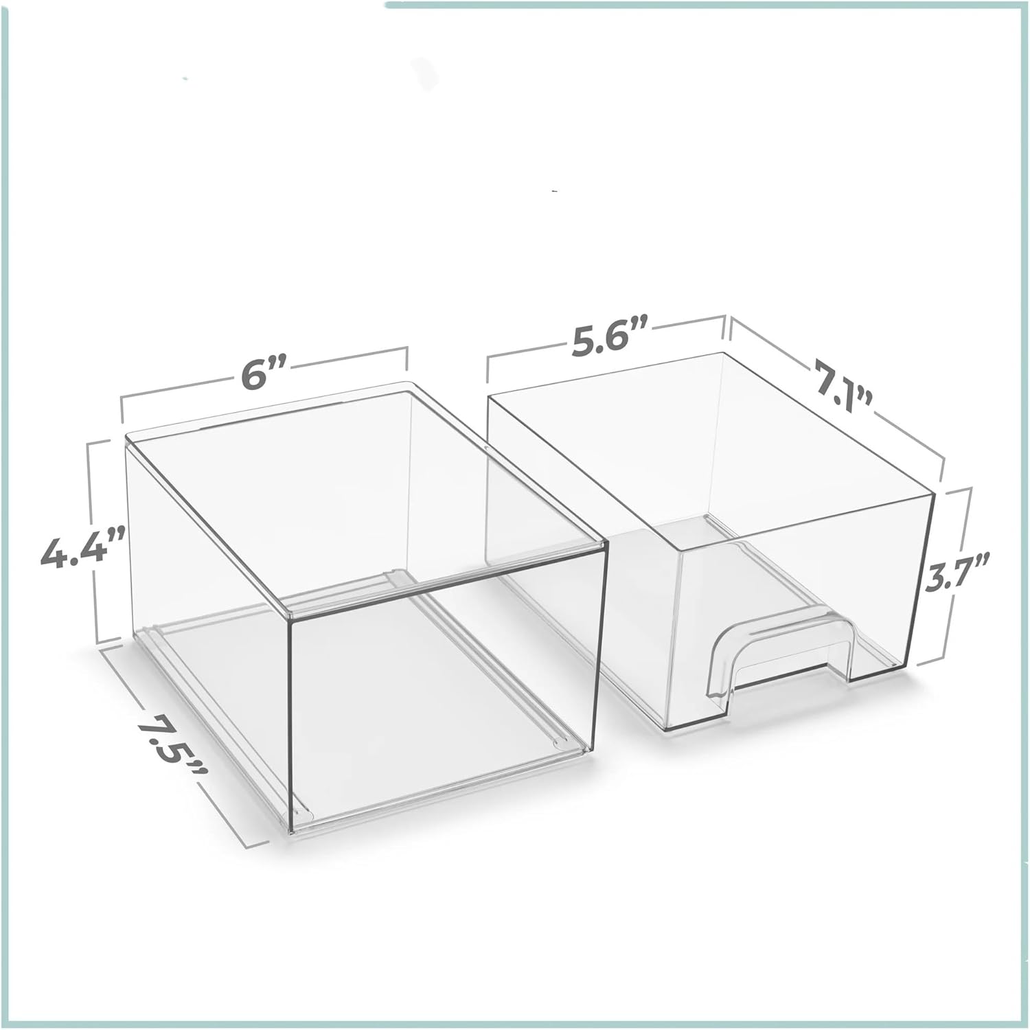 Clear Acrylic Storage Drawers Set of 4 Stackable Storage Drawer Organizer Bins Pull-Out Stackable Containers for Bathroom Vanity or Office