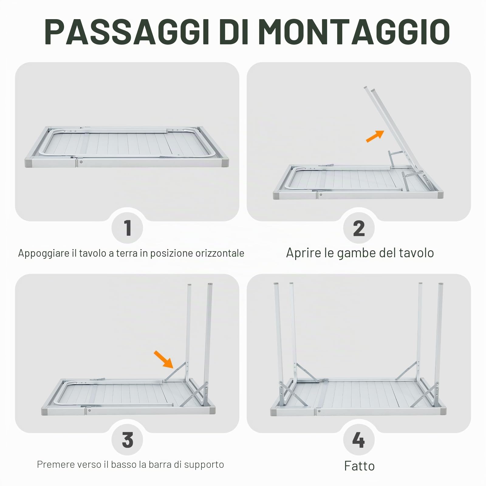 TIMBER RIDGE Tavolo da campeggio pieghevole 94/129 x 70 cm tavolo da giardino allungabile per 4-6 persone tavolo in alluminio regolabile in altezza con borsa da trasporto per picnic e outdoor