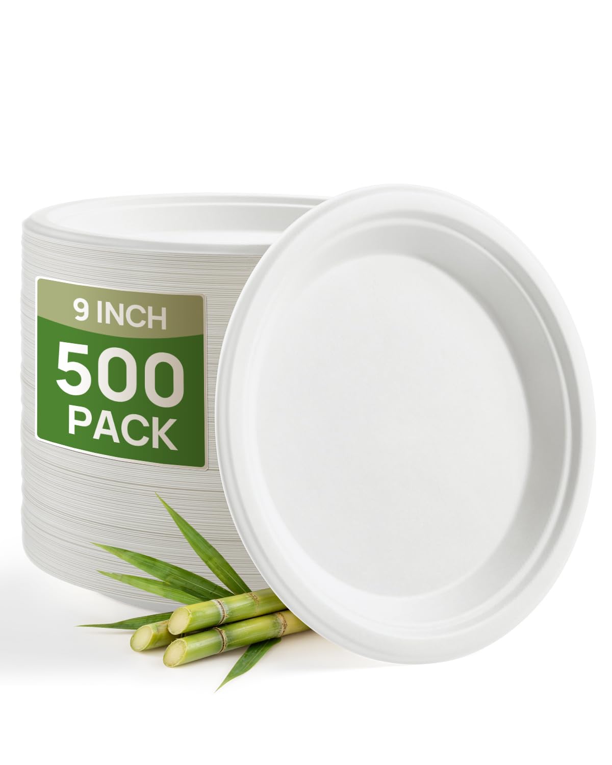 Compostable Sugarcane Plates - 500 Pack -1
