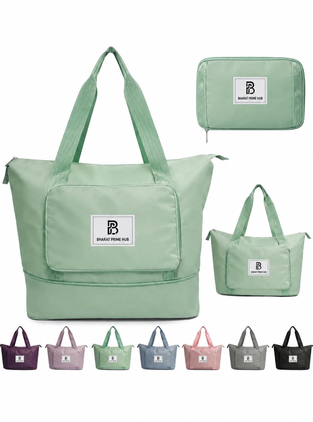 bharat prime hub Foldable Travel Tote Bag, Lightweight Expandable Duffle with Dry Wet Separation, Multiple Colours-picture-18
