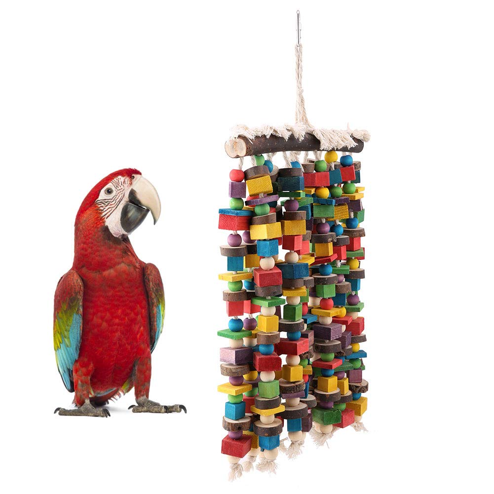 Alomejor Giocattolo Colorato per Pappagalli Appesi in Legno da Masticare e Giocare per gli Uccelli 23,62 X 11,81 Pollici