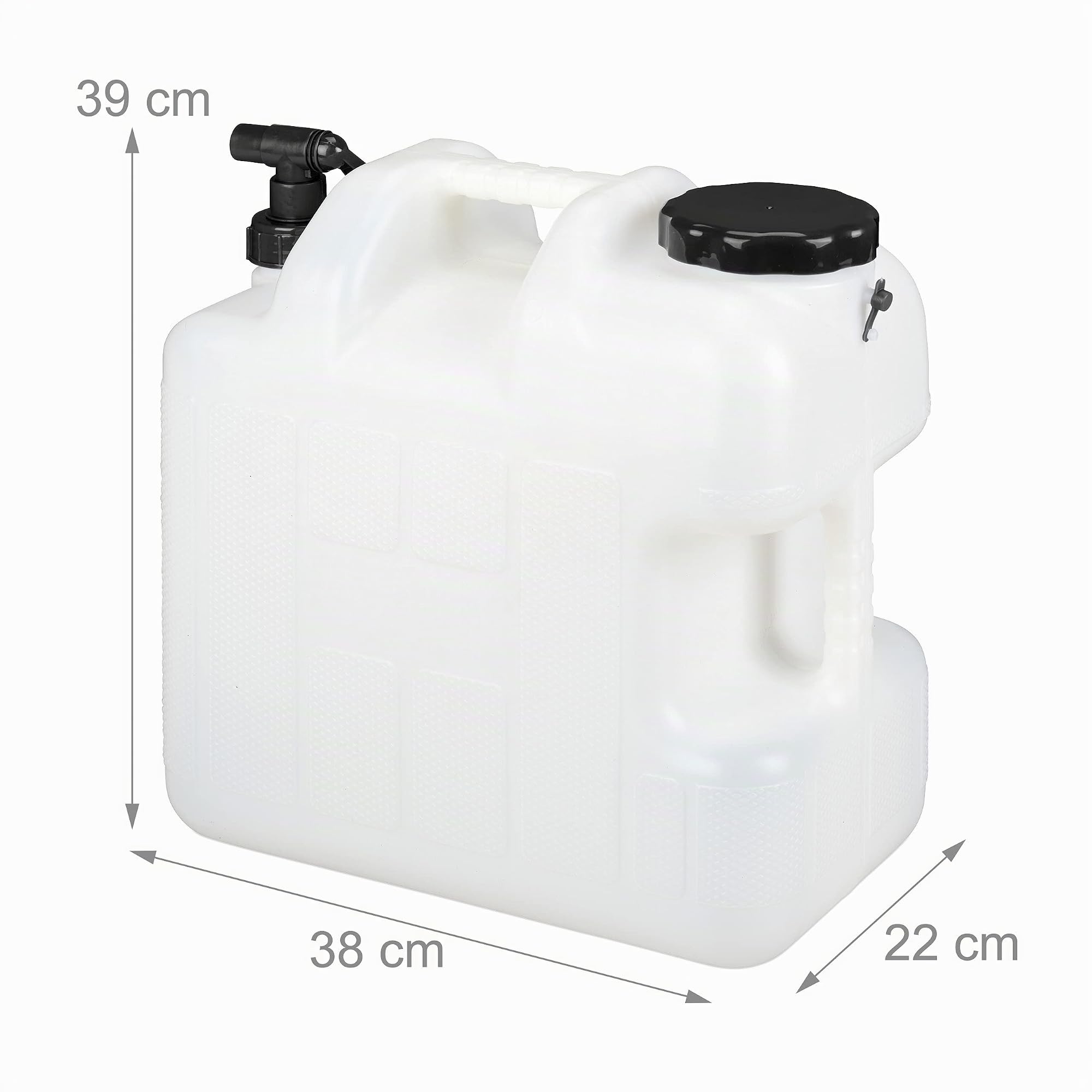 Relaxdays Jerrican d’Eau avec Robinet, Plastique sans BPA, Grande Ouverture, poignée, 25 litres, Noir et Blanc