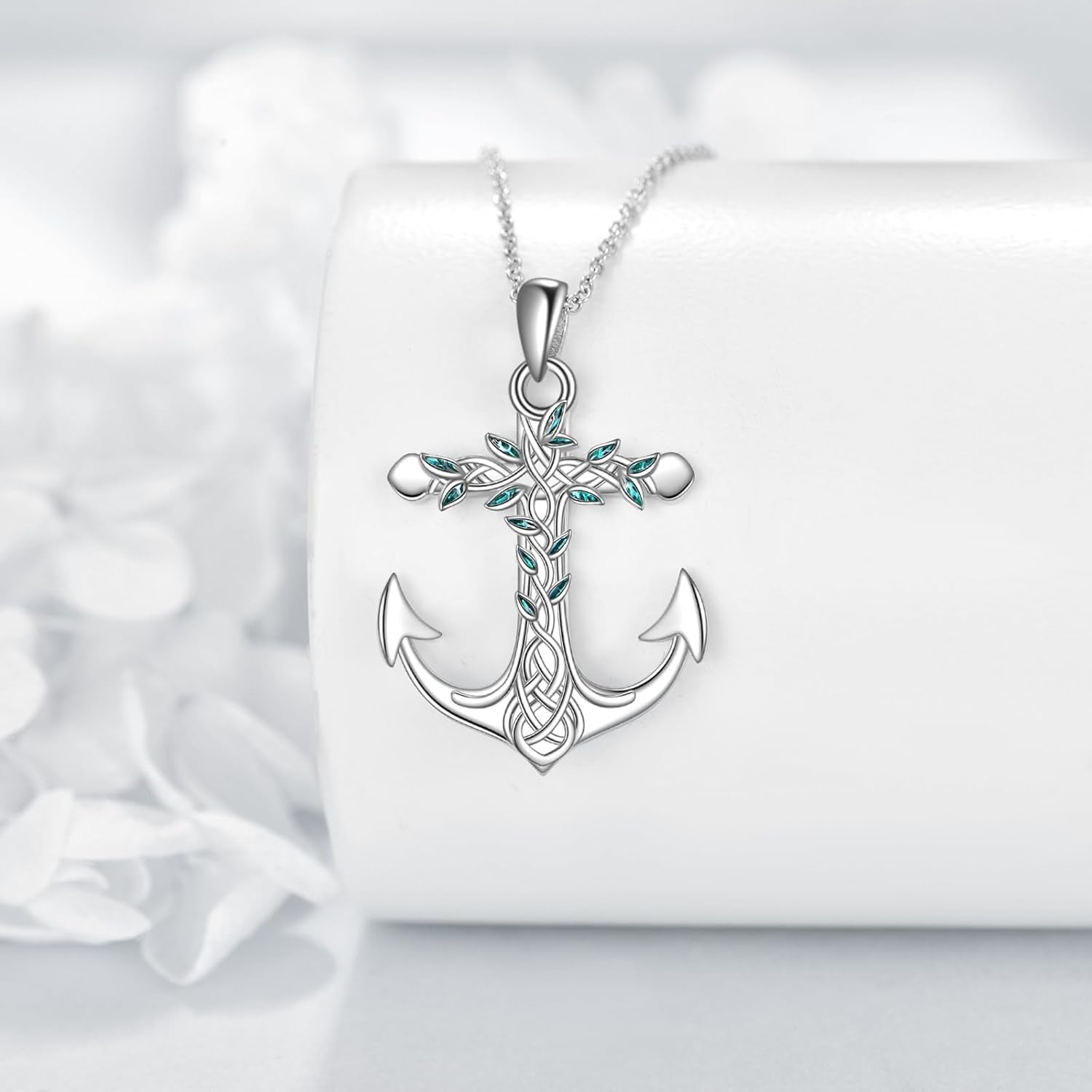 Anchor Necklace for Women Sterling Silver Tree of Life Pendant Necklace Nautical Sailor Jewelry for Women - Image 4