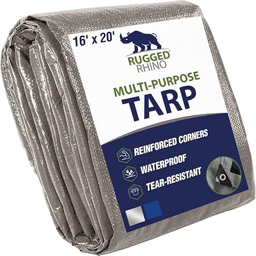 Miniatura 27 de RUGGED RHINO Lona resistente 100% impermeable para todo tipo de clima, 10 x 20 pulgadas, 2 unidades, lonas resistentes a la temperatura UV, cubierta