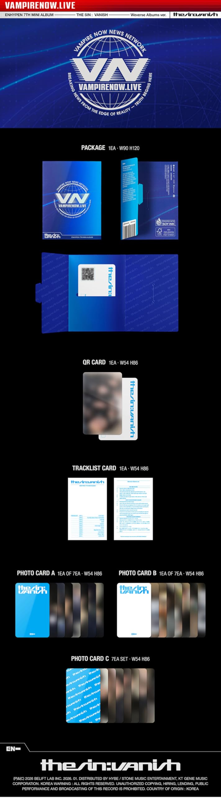 EN HYPEN - 7TH MINI ALBUM THE SIN : VANISH, [WEVERSE VERSION]