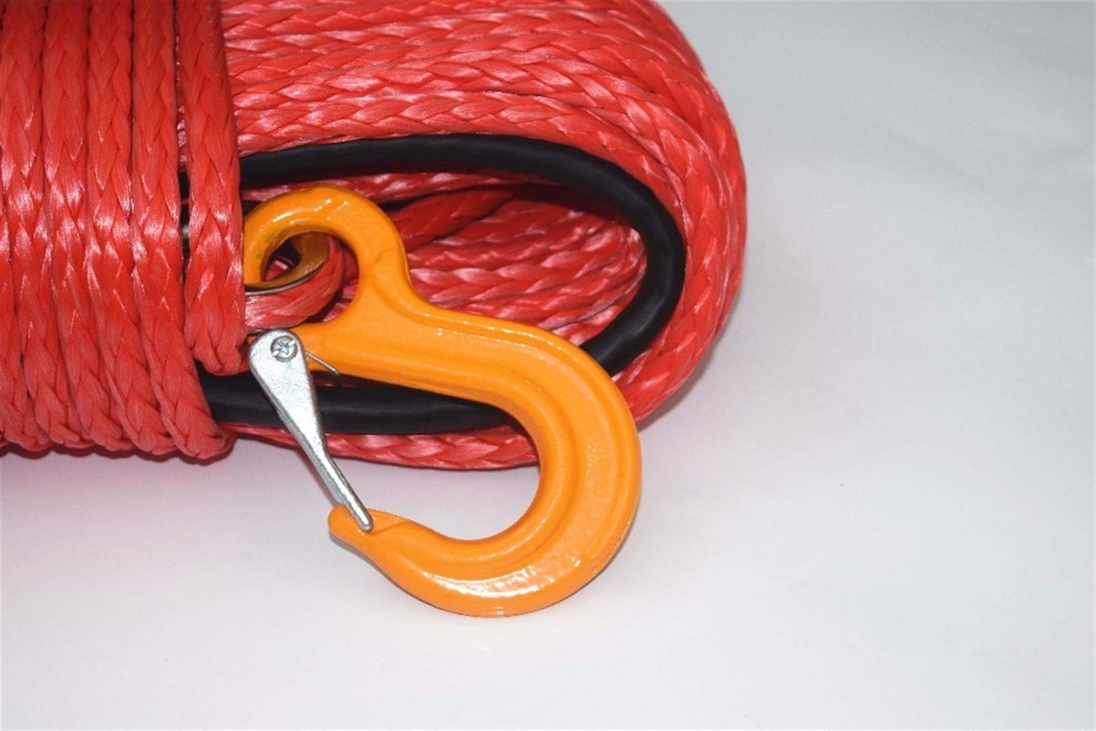 Syntetyczna lina wyciągarki, Red 10mm * 45m Kabel Wciągarski Syntetyczny do Wciągarki Elektrycznej, 12 lin do holowania, liny wciągarki łodzi, kabel wciągarki plazmowej do pojazdów terenowych 4WD ATV