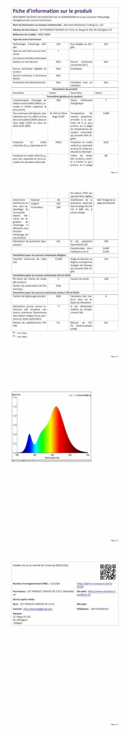 Zewnętrzny reflektor LED 500W: 50000LM 6000K IP66 Reflektory zewnętrzne | Zewnętrzne oświetlenie punktowe do ogrodów, tarasów, garaży, oszczędność energii