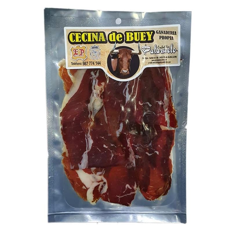 Cecina de Buey Gourmet, Formato Loncheado 100 Gramos, Envasada al Vacío. Auténtica Cecina de León Curada