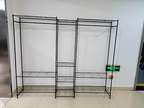 Miniatura 2 de SONGMICS Portable Closet Wardrobe, Heavy-Duty Clothes Rack, Freestanding Clothing Rack with 10 Shelves, 3 Hanging Rods, 4 S‑Hooks, Metal Frame, for