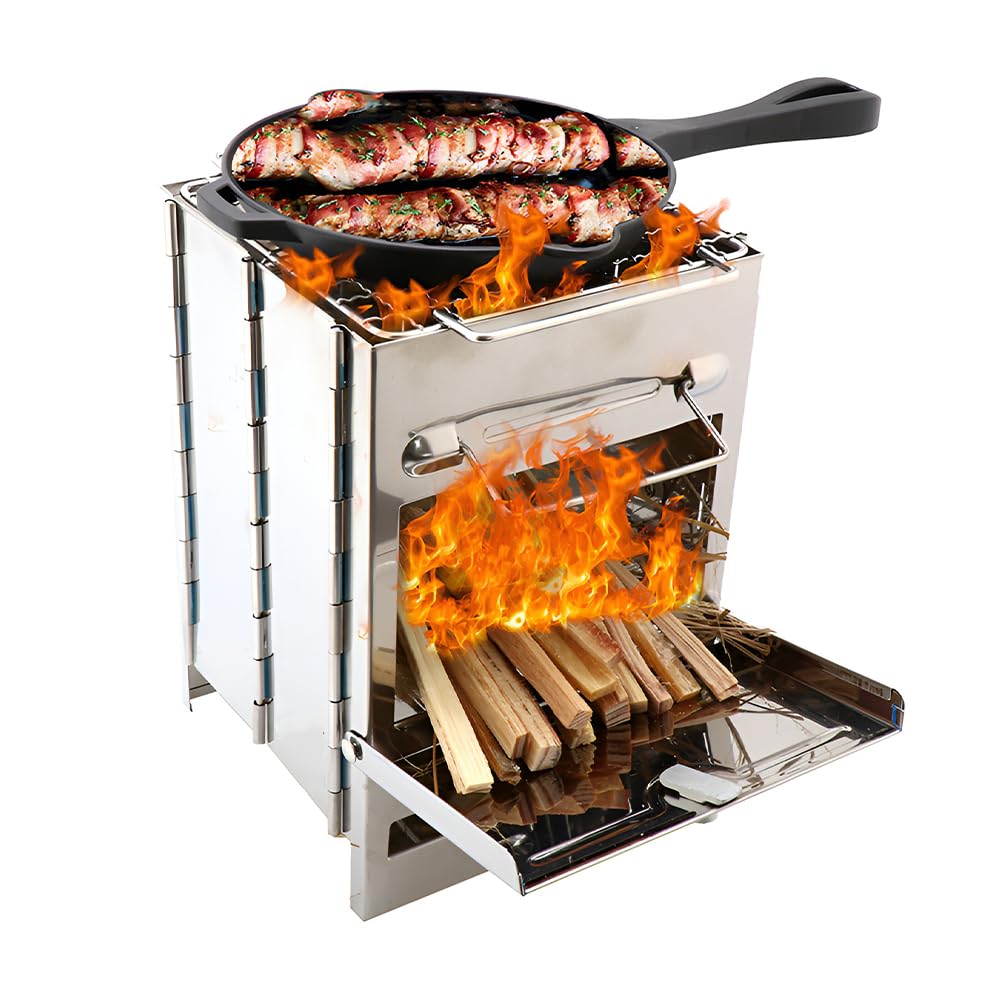 Poêle à bois pliable de randonnée pour cuisiner au charbon lors de vos bivouacs en forêt
