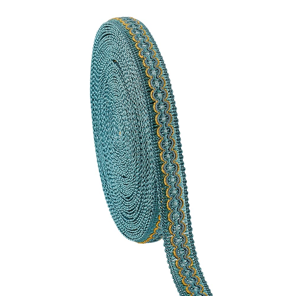 PH PandaHall 7/8 inch Braid Tirm for Sewing, 12 Yards Fabric Gimp Braid Trim Ribbon Blue Polyester Basic Fringe Trims for Upholstery Costume DIY Crafts Jewellery Making Curtain Decoration