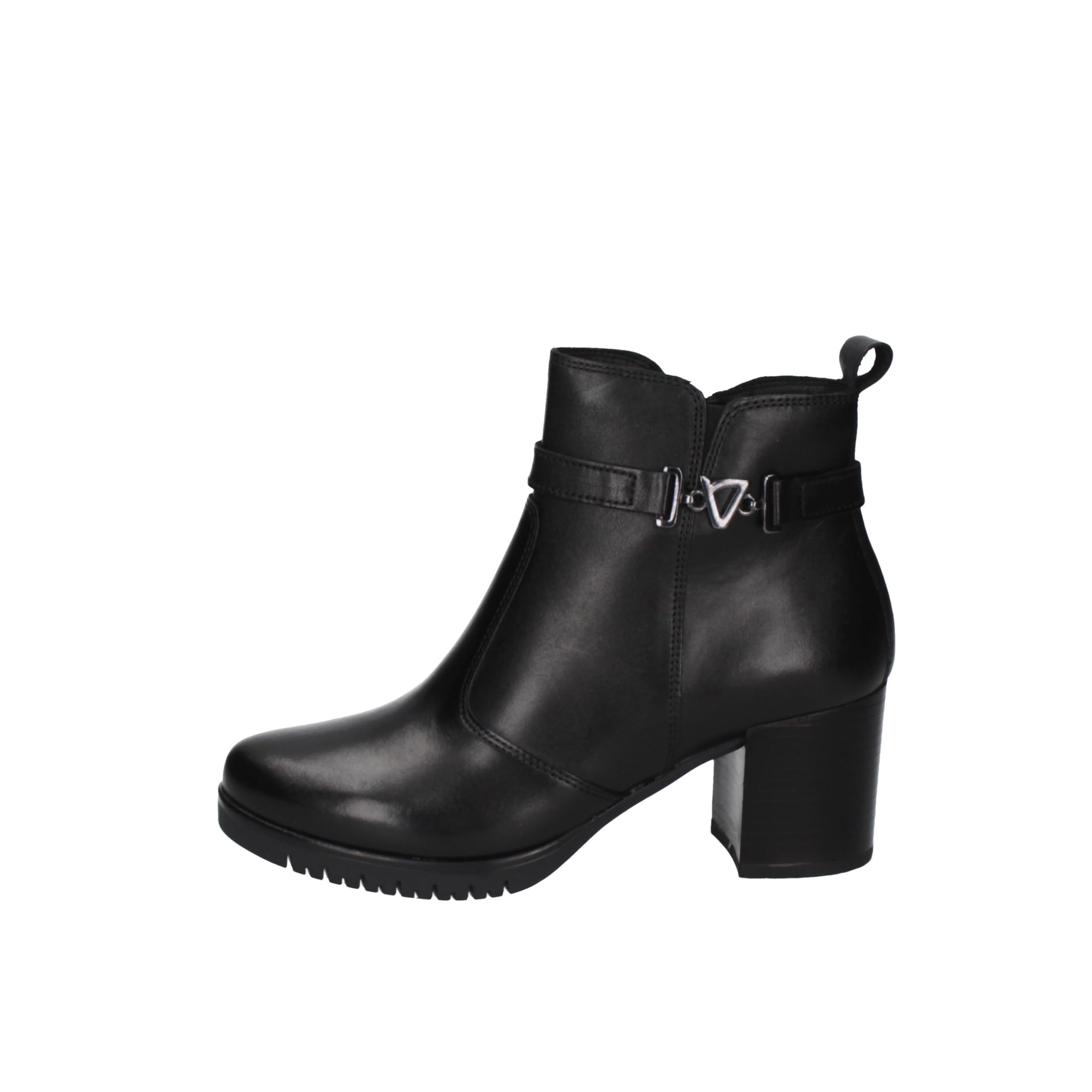 Valleverde Stivaletti Donna 47661 in Pelle Nero Modello Casual. Una Calzatura Comoda Adatta per Tutte Le Occasioni. Autunno Inverno
