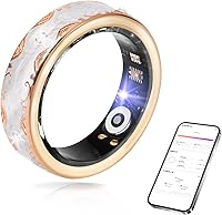 Vista 9 de Anillo inteligente para mujeres y hombres, rastreador de salud y fitness con monitor de frecuencia cardíaca, sueño, oxígeno en sangre, HRV, 128 Oro