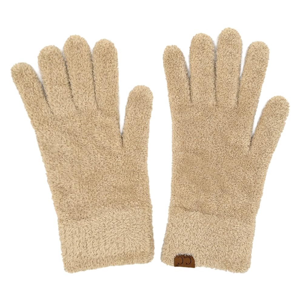 C.C Plush Terry Chenille Gloves For Women - Fuzzy Stretchable Soft Warm Cold weather Winter Gloves