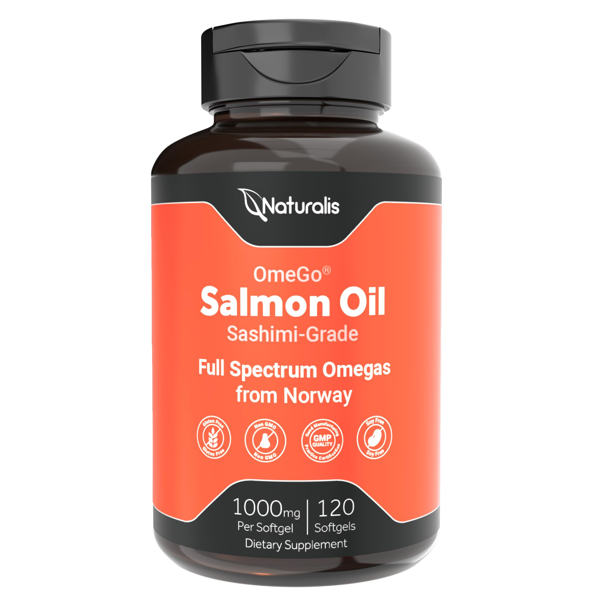 Naturalis OmeGo® Salmon Oil 1000mg 120 Softgels | 100% from Norway 120 Count (Pack of 1)
